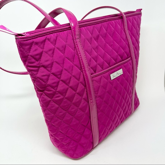 Vera Bradley Solid Fuchsia Quilted Tote Shoulder Bag - Picture 2 of 11